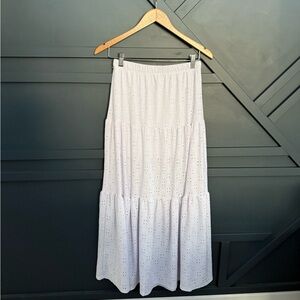 Chic White Eyelet Maxi Skirt